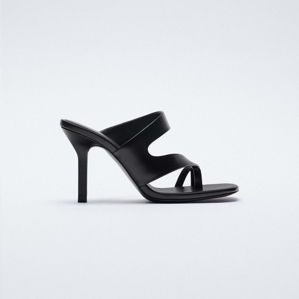 ZARA Black Strappy High-Heel Mule